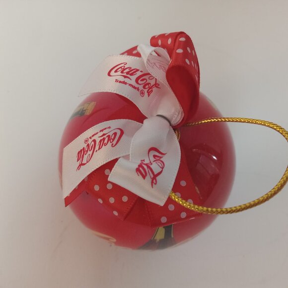 Vintage 1993 Coca Cola Christmas Ball Ornament With Red & White Bows - Picture 3 of 12